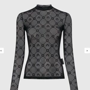 Marine Serre Black Sheer Long Sleeve Top